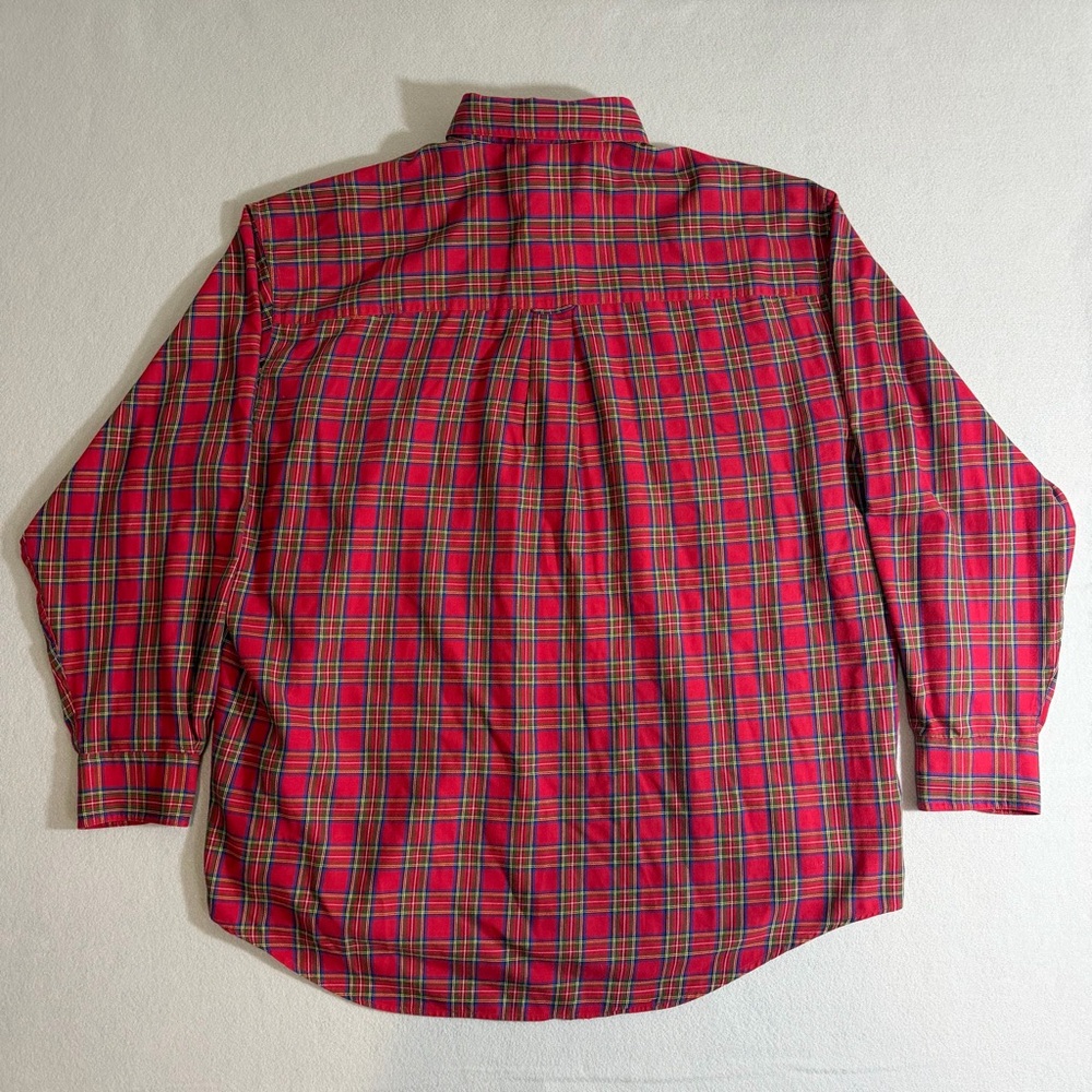 Vintage Chaps Ralph Lauren Men’s XL Red Tartan Plaid Button Down Dress Shirt - Picture 8 of 12